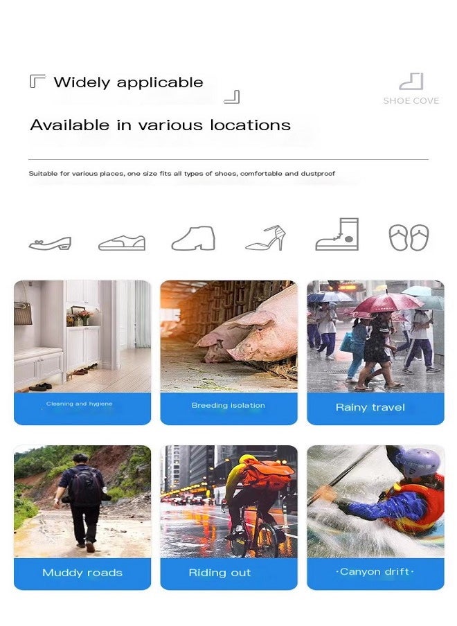 Disposable waterproof shoe cover, rainproof foot cover on rainy days, plastic thickened wear-resistant , high and long tube,Suitable for any shoe, suitable for many scenarios, universal size,5 PCS