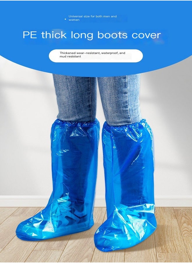 Disposable waterproof shoe cover, rainproof foot cover on rainy days, plastic thickened wear-resistant , high and long tube,Suitable for any shoe, suitable for many scenarios, universal size,5 PCS