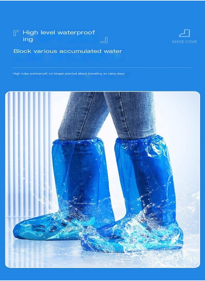 Disposable waterproof shoe cover, rainproof foot cover on rainy days, plastic thickened wear-resistant , high and long tube,Suitable for any shoe, suitable for many scenarios, universal size,5 PCS