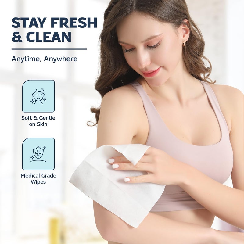 REFRESHIFY 60 XL Shower Wipes â€“ Body Wipes for Adults Bathing No Rinse â€“ 6 Packs of 10 â€“ Extra Moist Bath with Aloe & Vitamin E for Camping, Travel, Gym & Bedridden Care - Image 5