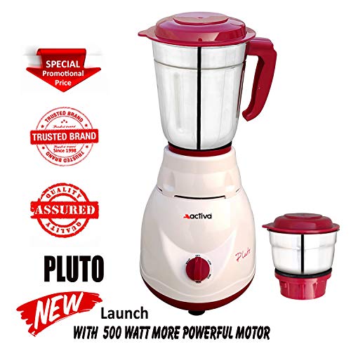 ACTIVA Pluto 2 Jar 500 Watts Mixer Grinder (18 MM) Heavy Duty Motor Grinder (ABS Body) Comes With 3 Year Warranty,Red - Image 2