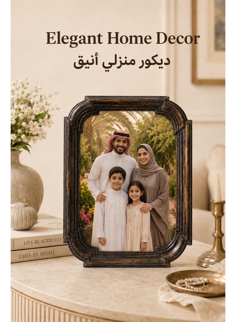 Antique Brown 4x6 Picture Frame, Vintage Resin Photo Frame with HD Glass, Decorative Tabletop and Wall Hanging Frame for Family Photos, Wedding Pictures, Portraits, Home Decor and Gifts - Image 2
