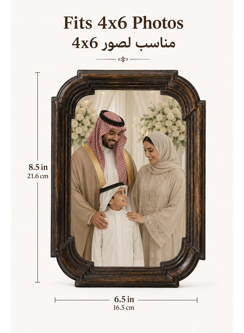Antique Brown 4x6 Picture Frame, Vintage Resin Photo Frame with HD Glass, Decorative Tabletop and Wall Hanging Frame for Family Photos, Wedding Pictures, Portraits, Home Decor and Gifts - Image 3