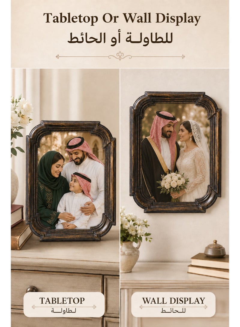 Antique Brown 4x6 Picture Frame, Vintage Resin Photo Frame with HD Glass, Decorative Tabletop and Wall Hanging Frame for Family Photos, Wedding Pictures, Portraits, Home Decor and Gifts - Image 5