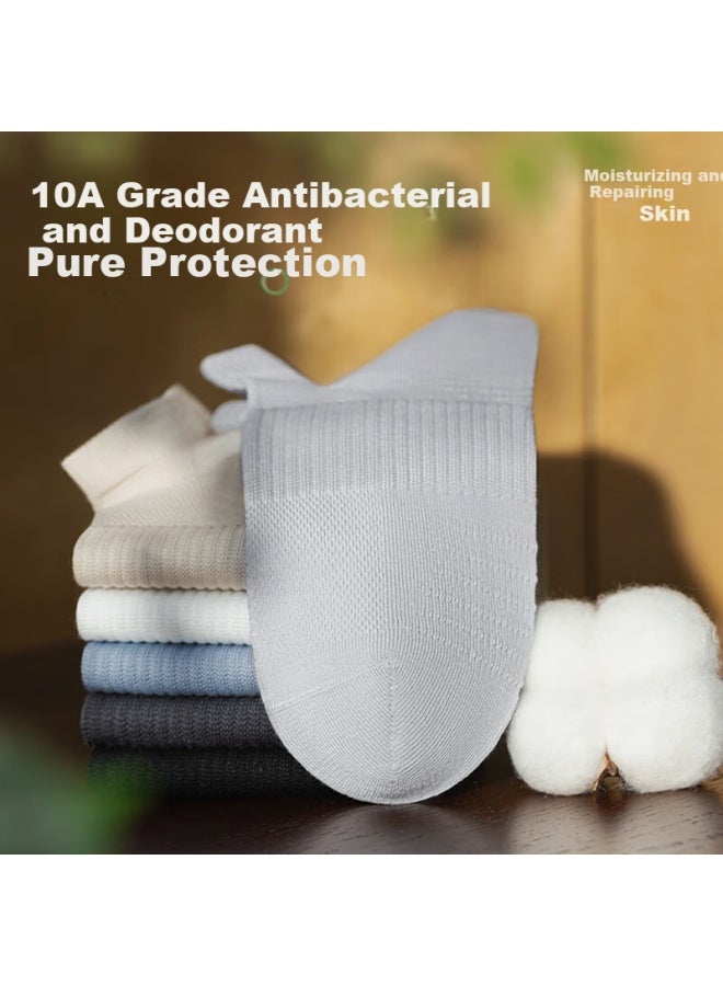 Picking up socks Pickup Socks Men'S Summer Thin Antibacterial And Odor-Resistant Essential Oil Mid-Tube Casual Socks Pure Cotton Breathable Men'S Sports Socks 6 Pairs Pack - Image 3