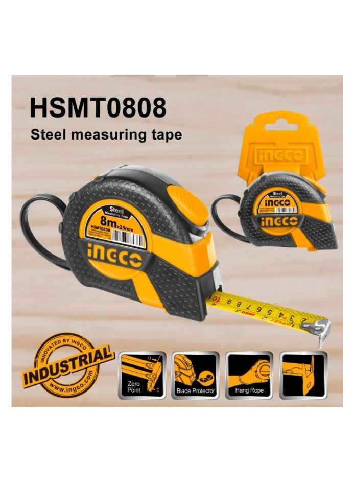 INGCO INGCO 8m Retractable Steel Measuring Tape All Rubber Cover with Self Lock Function HSMT0808 - Image 2