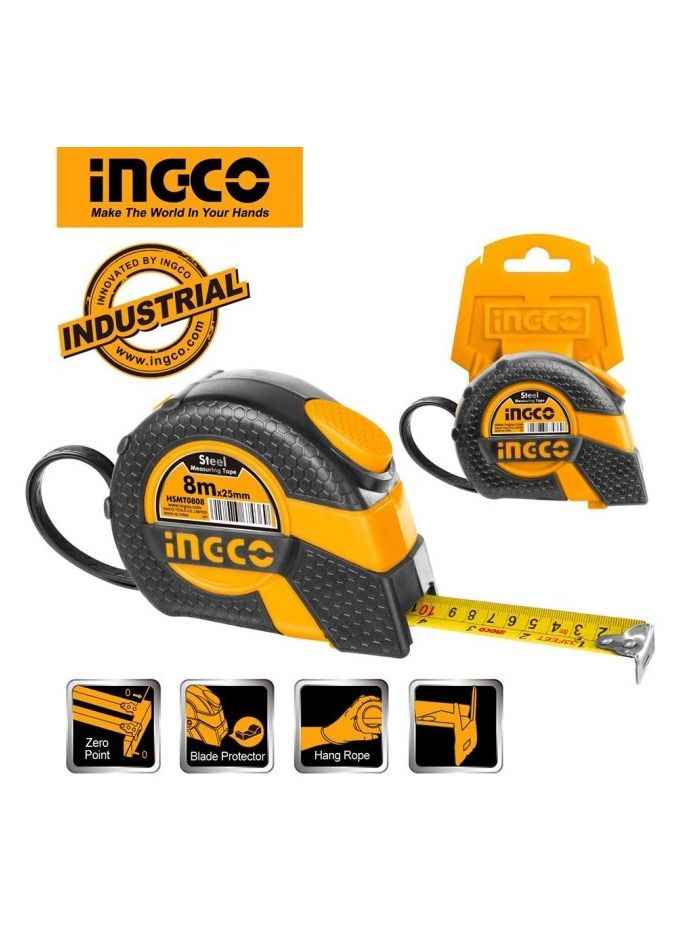 INGCO INGCO 8m Retractable Steel Measuring Tape All Rubber Cover with Self Lock Function HSMT0808 - Image 1