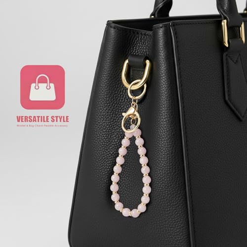 M-Plateau Natural Gemstone Keychain Wristlet Bracelet, Handmade Crystal Beaded Key Ring for Women, Stretchy Car Key Holder Wrist Strap, Aesthetic Keychains Accessories with Gift Box (Natural Stone) - Image 2