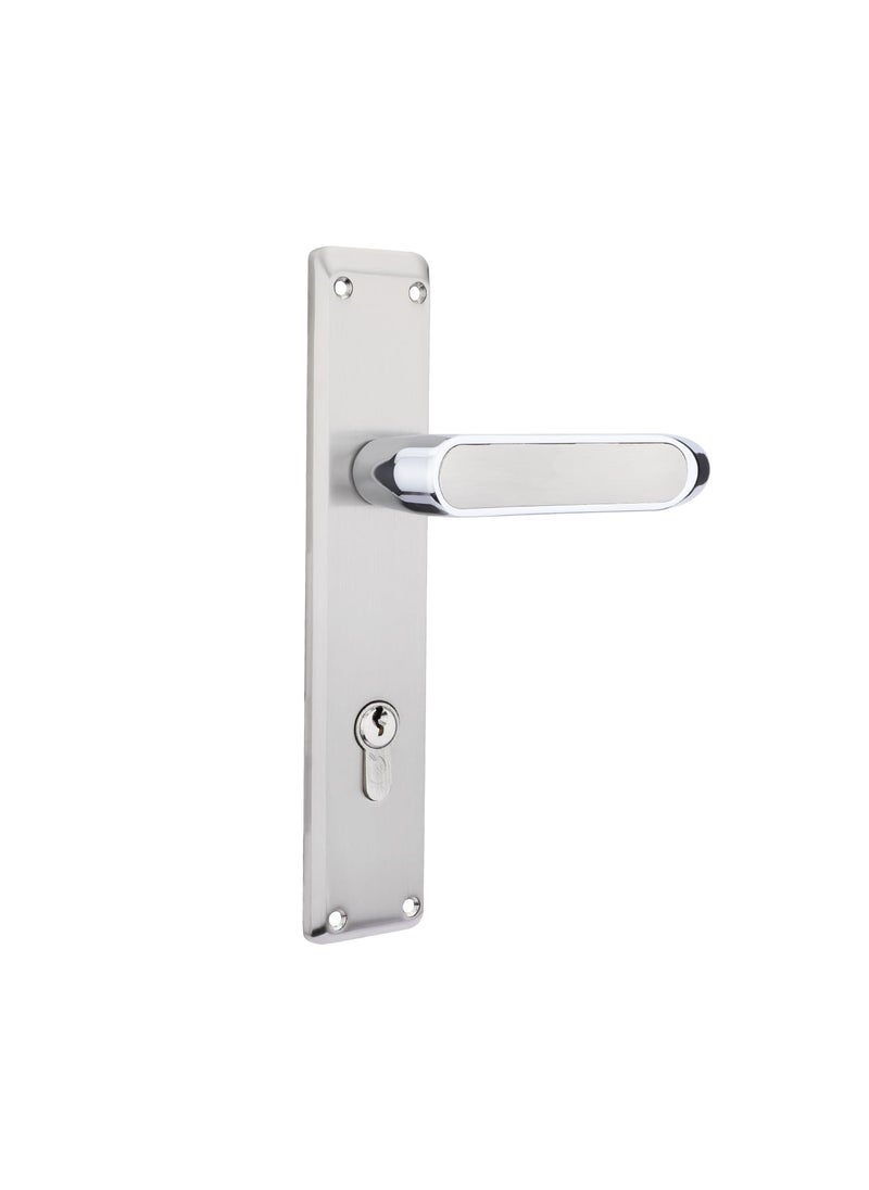 Godrej Locking Solutions and Systems - Godrej Mortise LockHandle Lock Set for Main Internal Door of Home OfficesNEH 21Satin Steel Finish10 inch Lockbody60 mm Cylinder Key from Outside knob from Inside with 3 Keys5 Years Warranty - Image 1