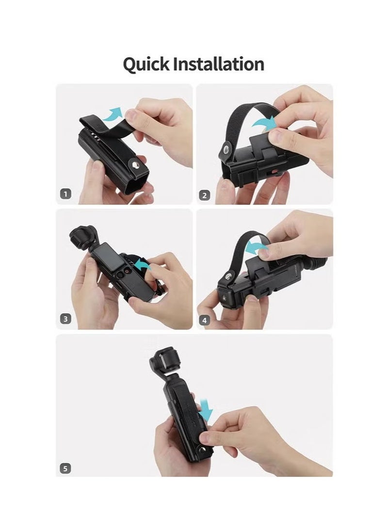 سني لايف غطاء محول تمديد قبضة الكاميرا لـ DJI Osmo Pocket 3 مع حزام يد محمول وقوس تمديد الحذاء البارد (أسود) - Image 5