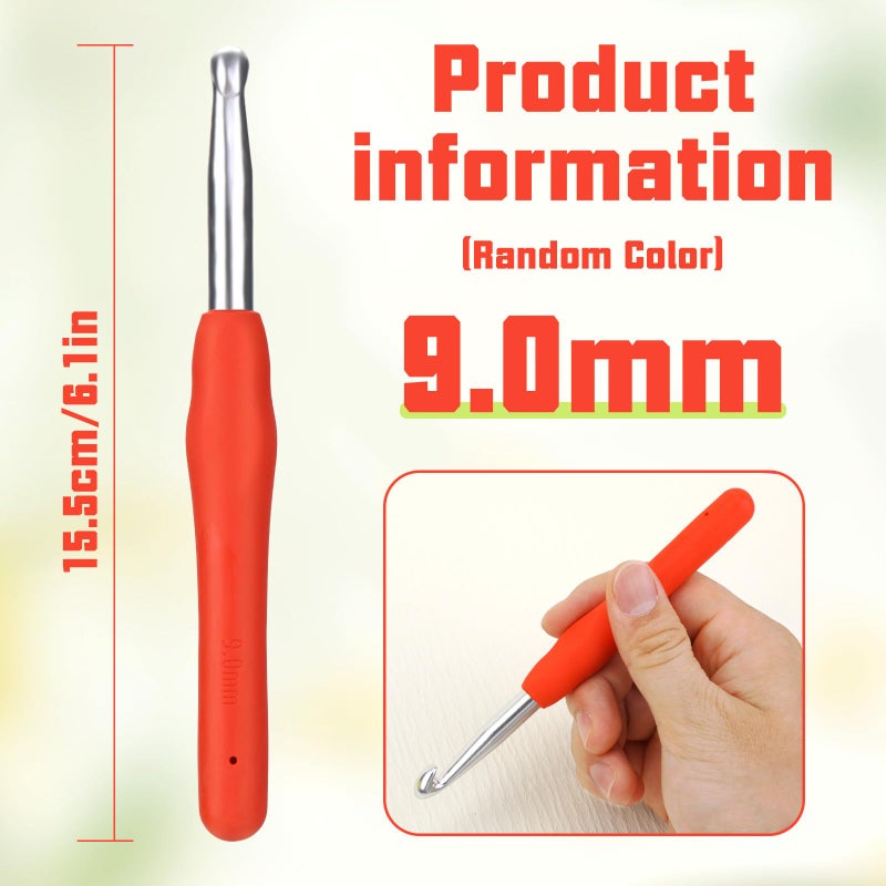 SHWAKK Crochet Hook  9.0 Mm Ergonomic Crochet Hook  Crochet Needles For Arthritic Hands  Knitting Needles With Soft Handle Beginners And Experienced Hobbyists (9.0 Mm) - Image 2