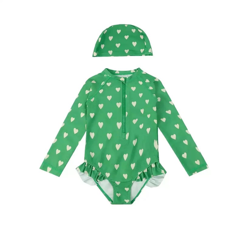 2026 new girls baby girl small floral strawberry sunscreen long-sleeved one-piece swimsuit hot spring vacation split swimsuit - Image 5