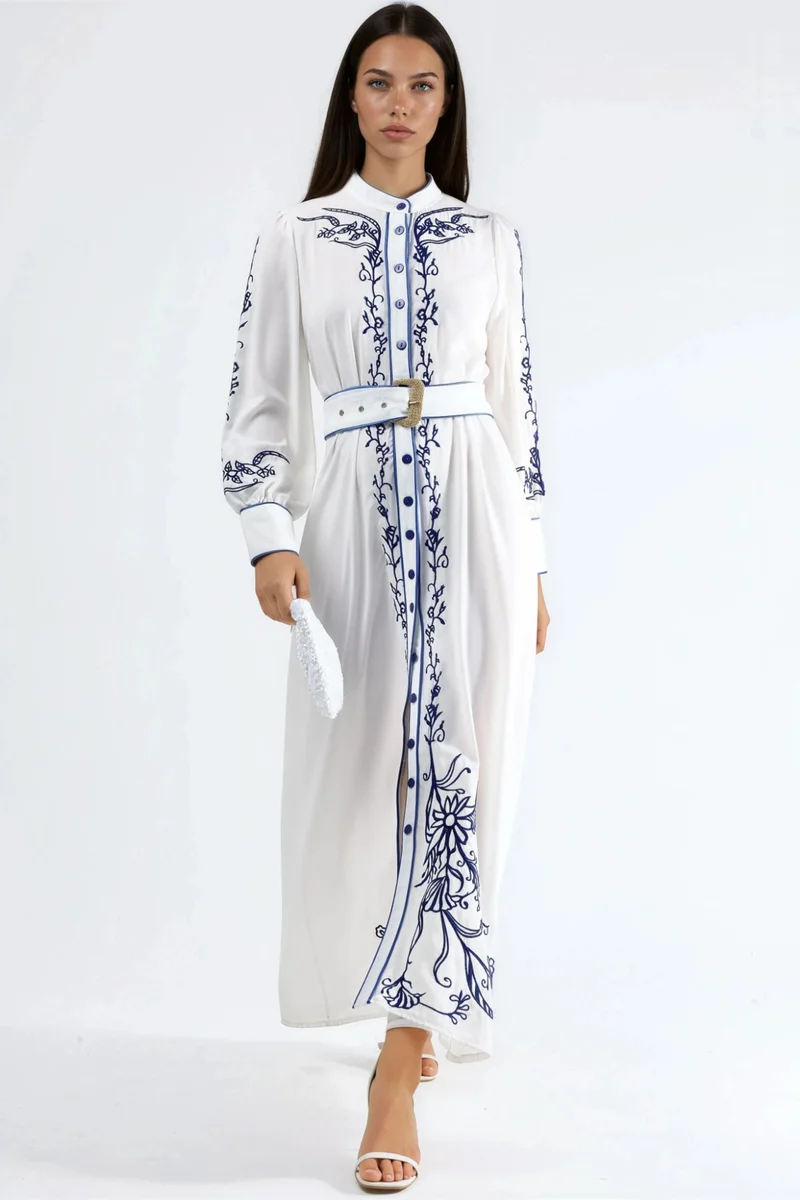 Jennyfer Floral Belted Midi Shirt Dress