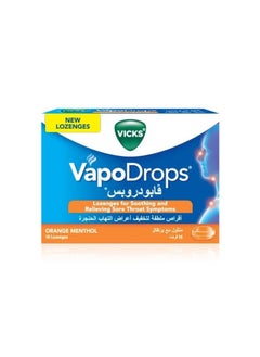 Vicks Menthol Orange Sore Throat Relief Lozenges, 16 Lozenges  - Image 1