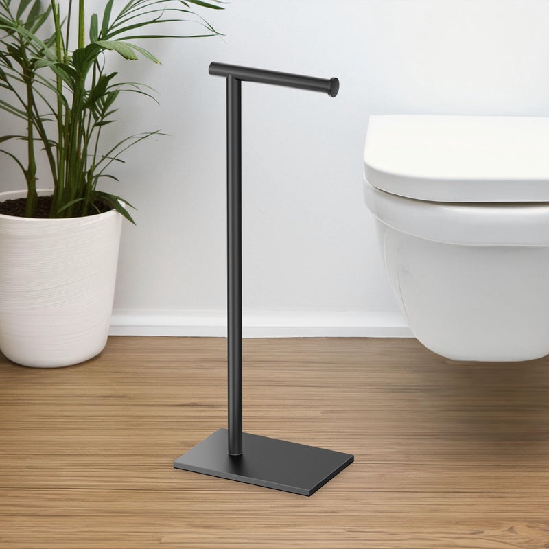 Gatco 1431MX Modern Square Base Toilet Paper Holder Stand, Matte Black, 22.25"H - Image 3