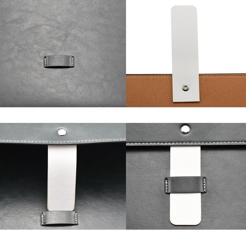 KASTWAVE PU Leather File Folder Document Holder for A4 Letter Size Paper, Multipurpose Waterproof Document Organizer Portfolio File Envelope Paperwork Case with Strap Closure for Travel,Study,Work (Gray) - Image 3