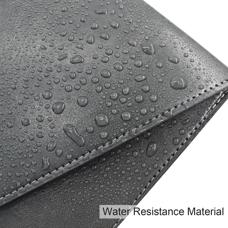 KASTWAVE PU Leather File Folder Document Holder for A4 Letter Size Paper, Multipurpose Waterproof Document Organizer Portfolio File Envelope Paperwork Case with Strap Closure for Travel,Study,Work (Gray) - Image 4