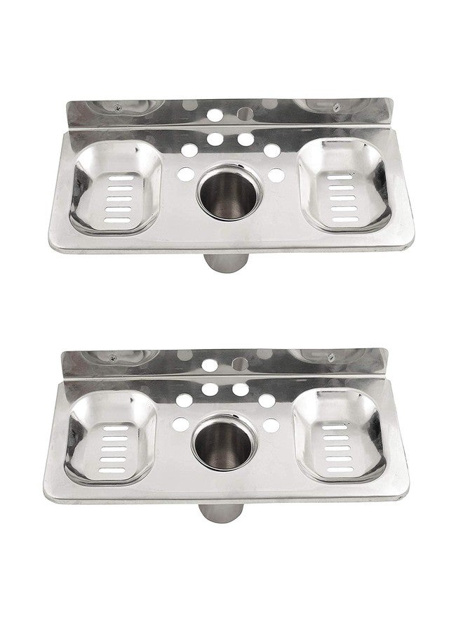 INDOROX Bathroom Heavy Shelves Stainless Steel 15 inch Silver Color Set of 2 - Image 1