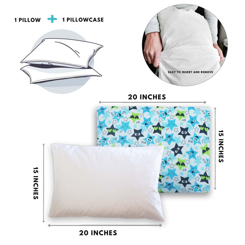 KRADYL KROFT Toddler Pillow with 100% Cotton Removable Cover - 20 X 15 Inches | Children Pillows | Baby Pillows - Happy Stars - Image 3