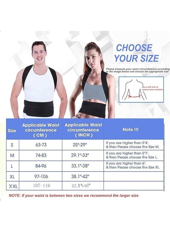 Posture corrector and full back support (size L) - Thoracic and upper back support belt for men and women - Medical brace for straightening the spine and shoulders - Black - Image 2