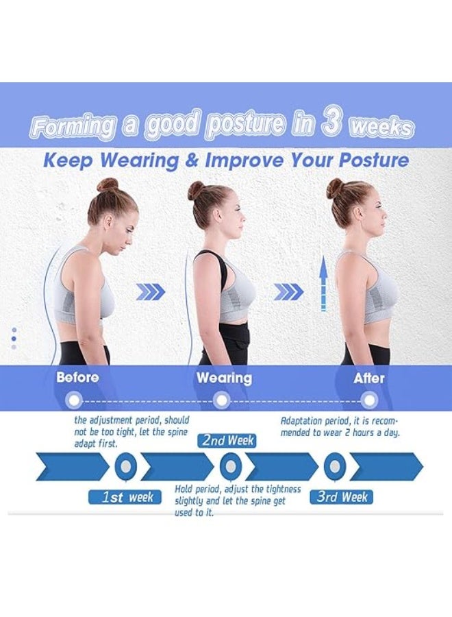 Posture corrector and full back support (size L) - Thoracic and upper back support belt for men and women - Medical brace for straightening the spine and shoulders - Black - Image 4