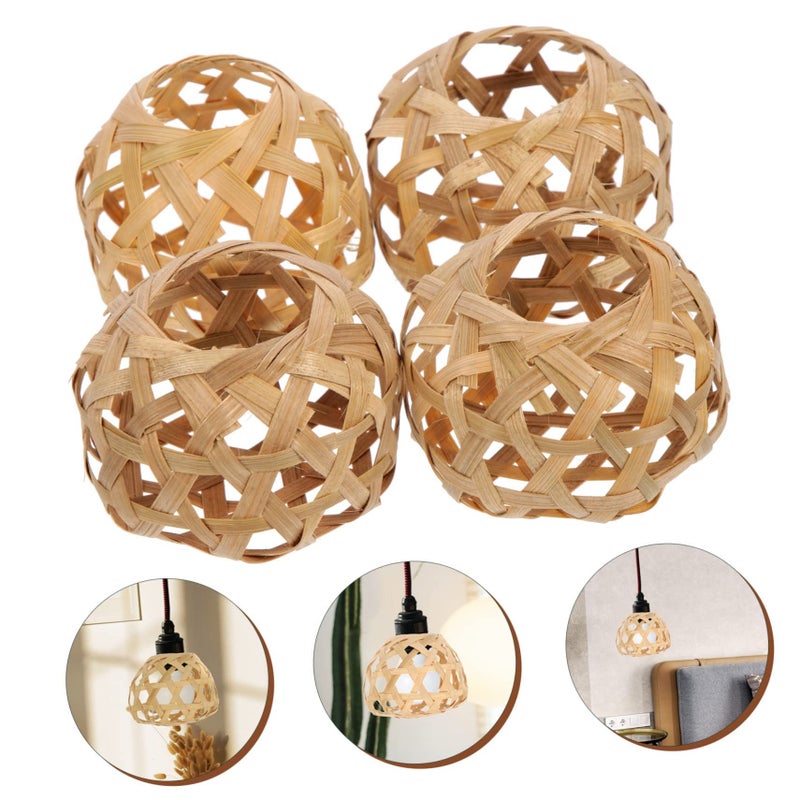Hand Woven Rattan Lamp Shade Bohemian Style Pendant Light Cover For Living Room Kitchen - Image 3
