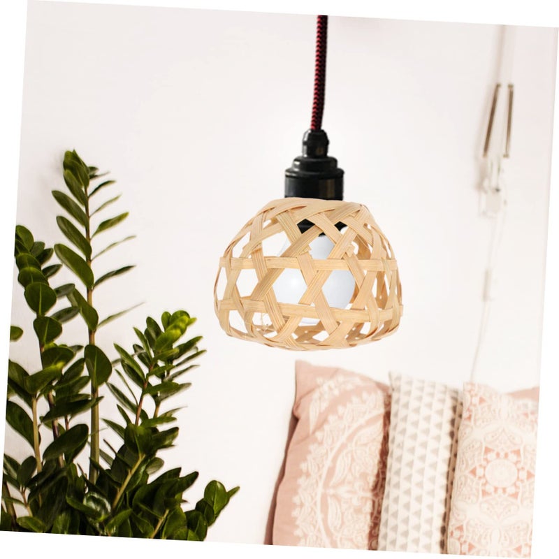 Hand Woven Rattan Lamp Shade Bohemian Style Pendant Light Cover For Living Room Kitchen - Image 4
