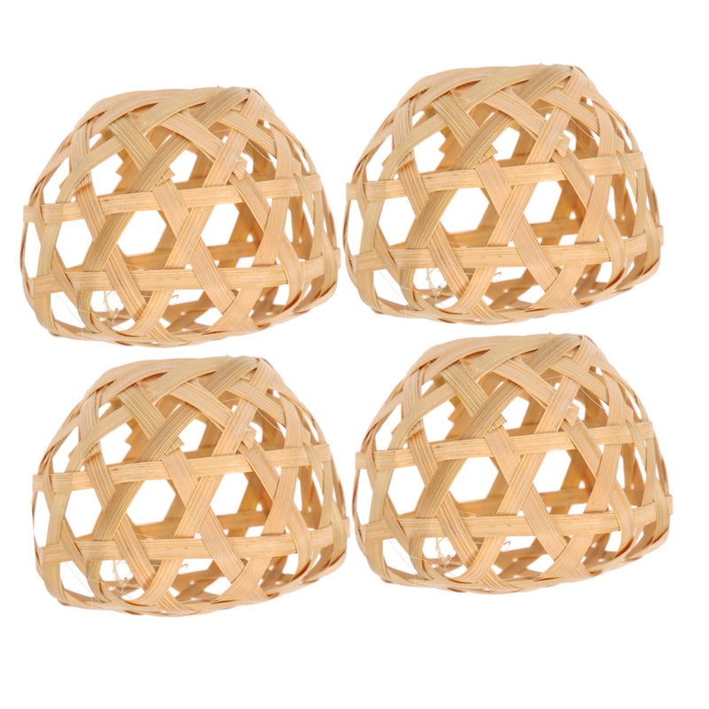 Hand Woven Rattan Lamp Shade Bohemian Style Pendant Light Cover For Living Room Kitchen - Image 2