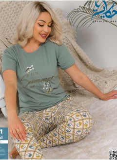 Star Tex Summer Pajamas Home Wear Summer Cotton Half Sleeve Women Chest Embroidery Pajamas  - Image 1