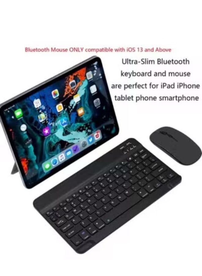SHOPI Rechargeable Bluetooth Keyboard And Mouse Combo Ultra-Slim Portable Compact Set For Android Windows Tablet Cell Phone IPhone IPad Pro Air Mini OS IOS 13 And Above Black - Image 4