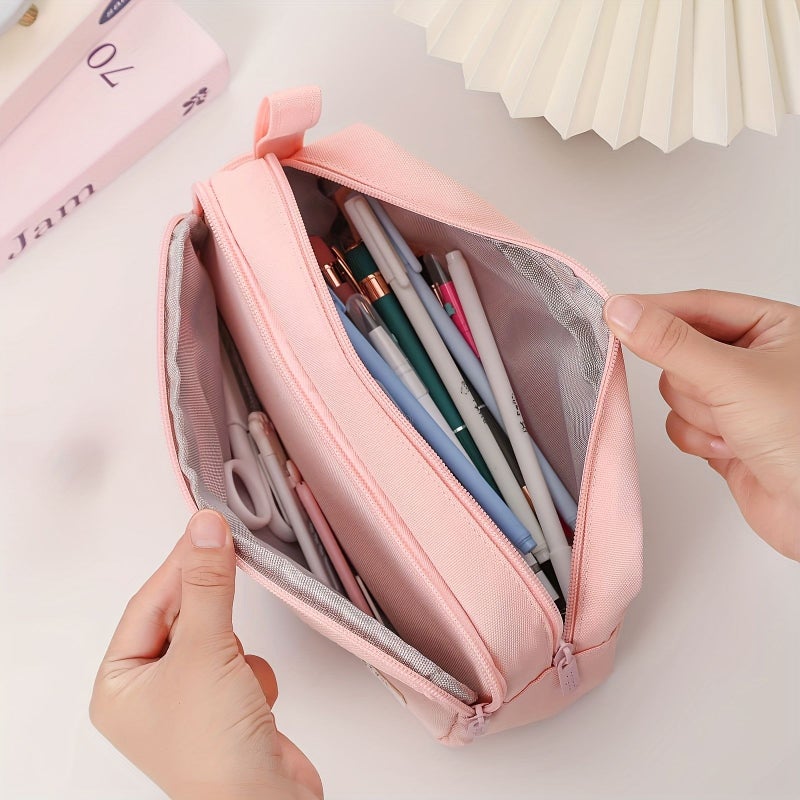مقلمة كبيرة السعة من أربع طبقات، حقيبة أقلام عصرية محمولة، صندوق أدوات مكتبية للسفر والاستخدام المكتبي، لتخزين مستحضرات التجميل، باللون الأسود - Image 5
