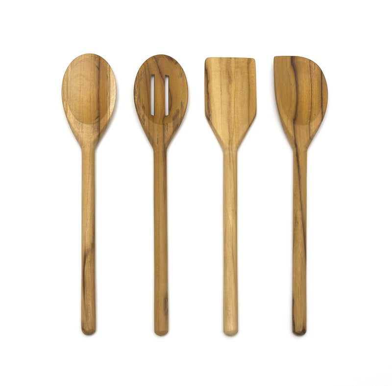 Lipper International Teak Wood Kitchen Tools for Cooking 4Piece Set 11 Long