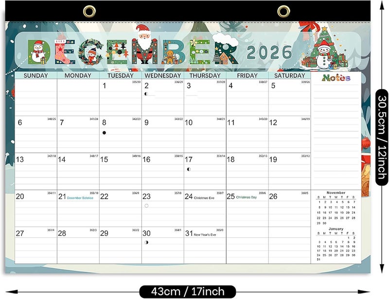 Aeccn Desk Calendar 2026, Ample Space, Until June 2027 with Stickers, 17" x 12" Large Seasonal Wall Calendar 2026 for Home, Office, Student & Teacher Supplies- Colorful - Image 3