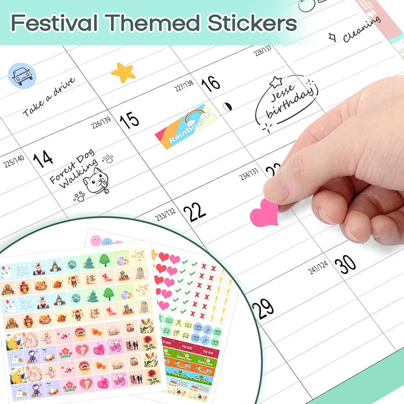 Aeccn Desk Calendar 2026, Ample Space, Until June 2027 with Stickers, 17" x 12" Large Seasonal Wall Calendar 2026 for Home, Office, Student & Teacher Supplies- Colorful - Image 4