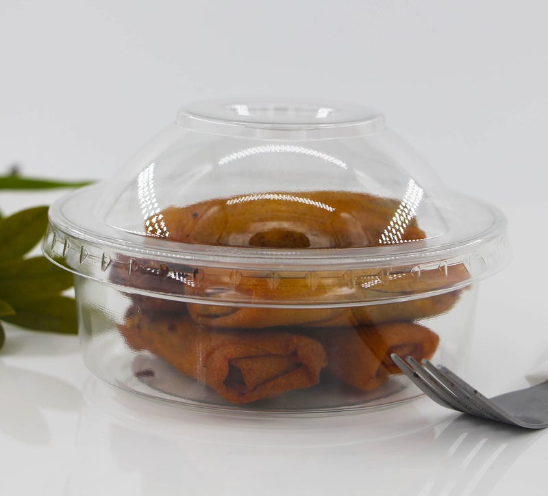 Adaamya� - Hinged PET (Transparent Plastic) Round Reusable Container for Sugar, Cake, Fruits, Salad, Chocolate Storage for Kitchen, Outdoor, Travel - Pack of 25 Pcs (250 ML) - Image 3
