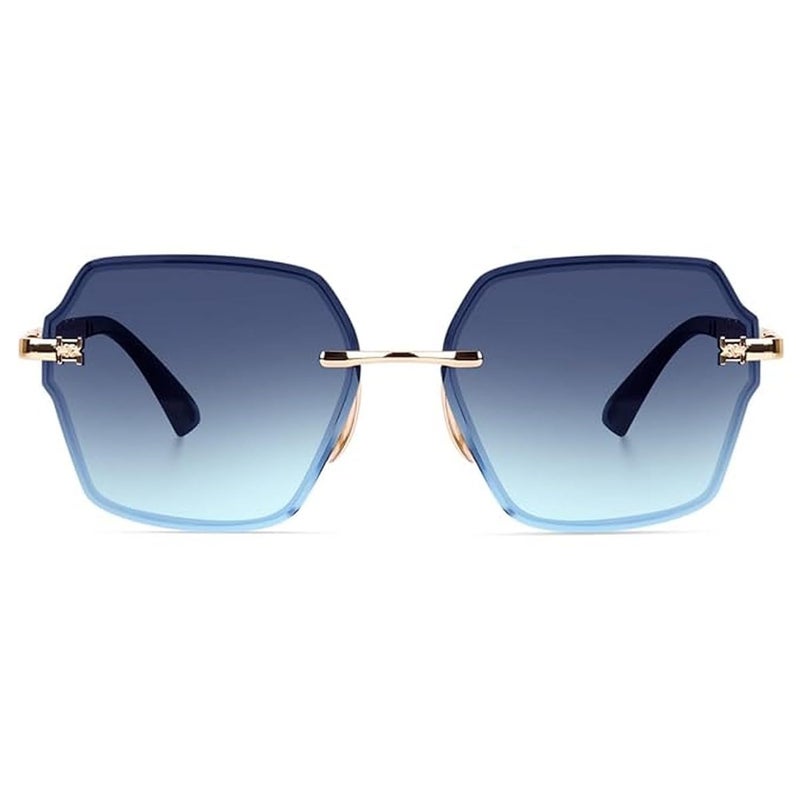 Dervin UV Protected Designer Rimless Oversized Sunglasses for Women - Image 2