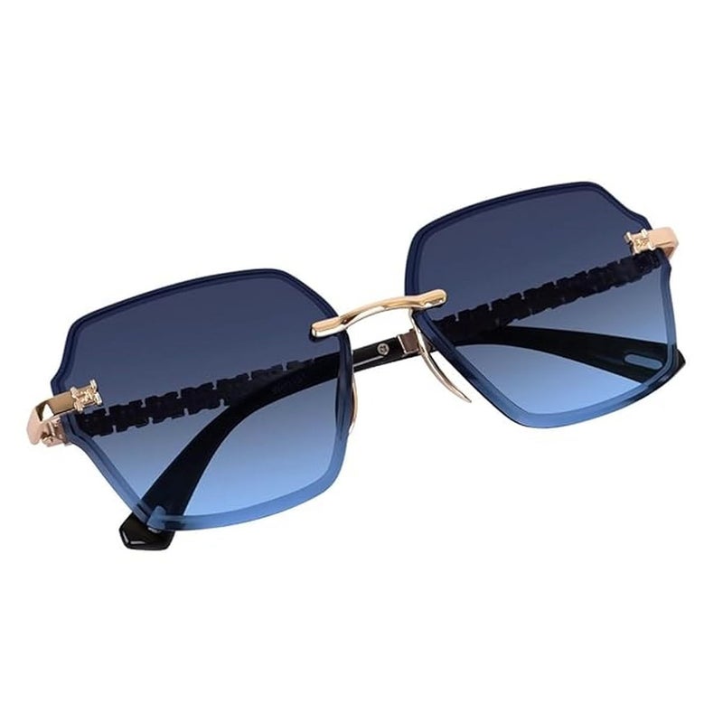 Dervin UV Protected Designer Rimless Oversized Sunglasses for Women - Image 3