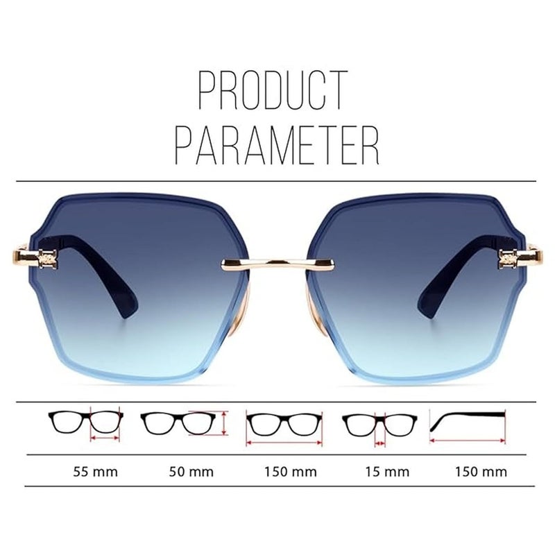 Dervin UV Protected Designer Rimless Oversized Sunglasses for Women - Image 5