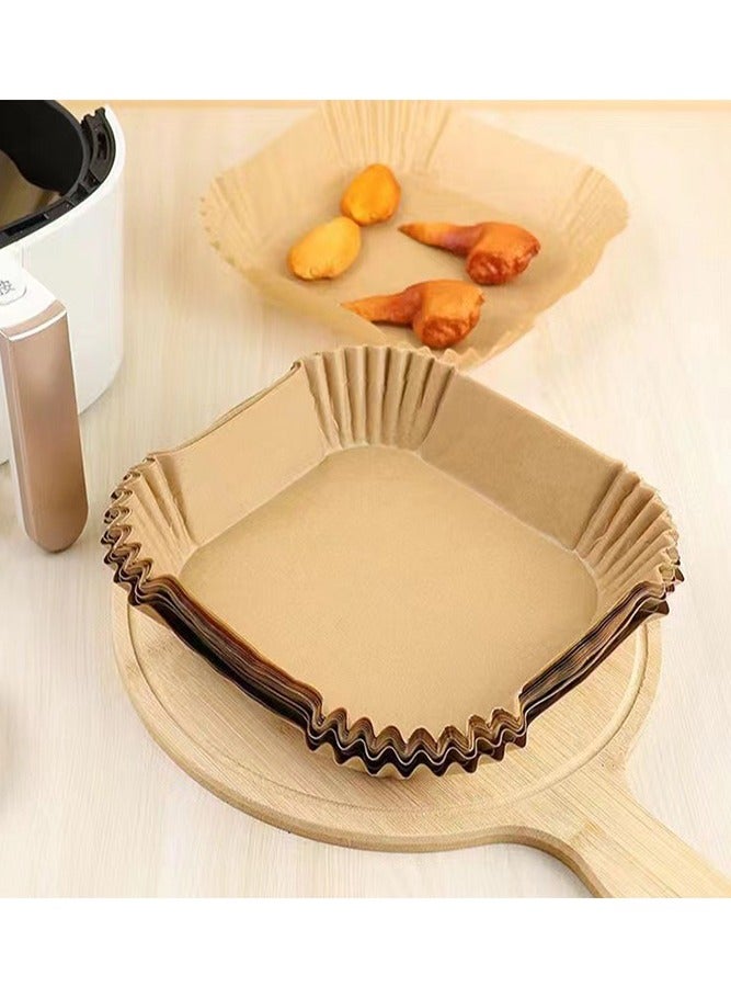 HOMESTAR Air Fryer Paper Brown Square Liners 16x16cm, 100-Pieces  - Image 1