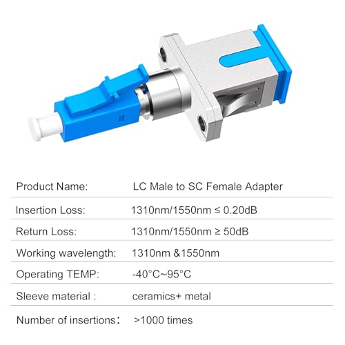 Poyiccot 2-Pack LC to SC Adapter, Single Mode LC/UPC Male to SC/UPC Female Fiber Optic Adapter Coupler Simplex UPC Hybrid Optical Fiber Convertor for Optical Power Meter - Image 5