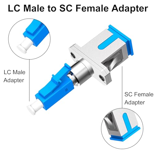 Poyiccot 2-Pack LC to SC Adapter, Single Mode LC/UPC Male to SC/UPC Female Fiber Optic Adapter Coupler Simplex UPC Hybrid Optical Fiber Convertor for Optical Power Meter - Image 2