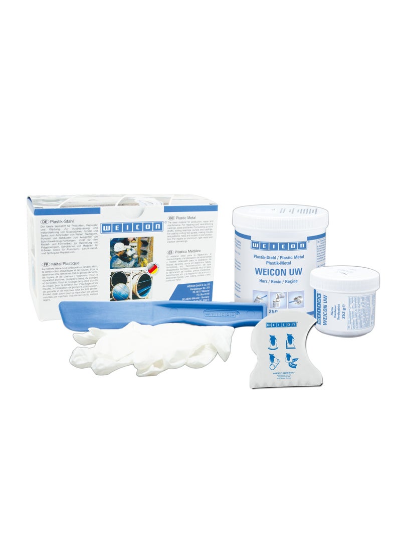 WEICON UW Epoxy Resin Plastic Steel | 500 g | For damp and wet surfaces - Image 1