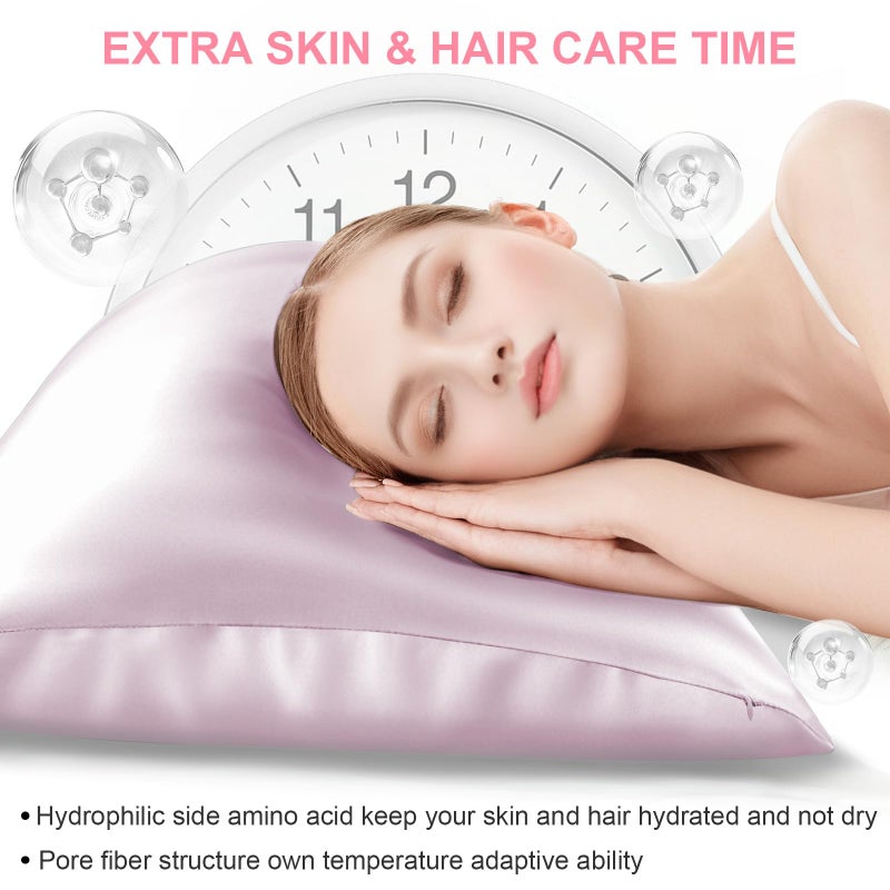 LYSHIN Mulberry Silk Pillow Cases Standard Size with Hidden Zipper, Ultra Smooth and Soft Breathable Cooling Silk Satin Pillowcase for Hair and Skin, Gifts for Women Men (Lavender, 20x26 Inches, 1 Pack) - Image 3