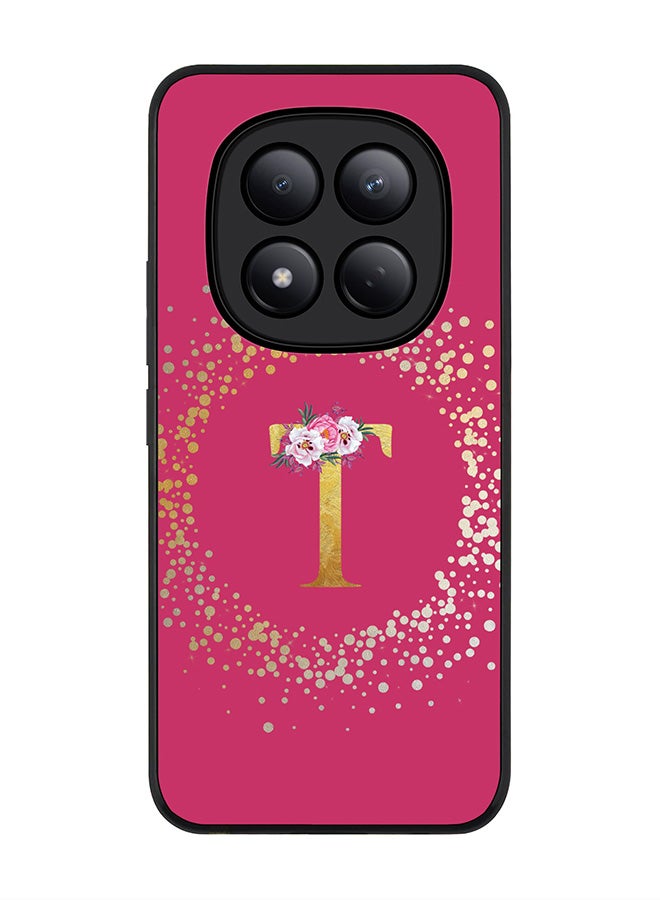 For Xiaomi Redmi Note 15 Pro 4G Case,Slim fit Camera Protection, Shockproof Thin Phone cover  - Custom Monogram Floral - T ( Deep Pink )