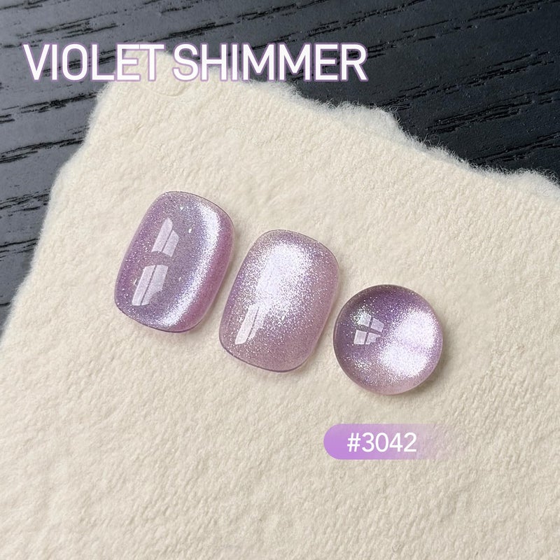 GAOY Jelly Purple Cat Eye Gel Nail Polish, 16ml Glitter Holographic Nail Polish with Magnet, Reflective Translucent UV Gel, 3043 Violet Shimmer - Image 2