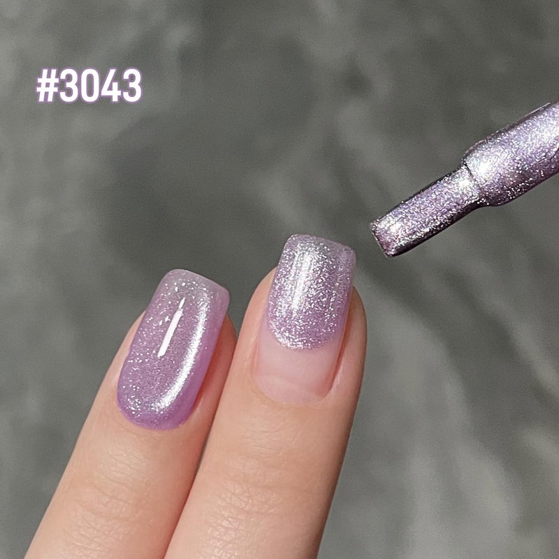 GAOY Jelly Purple Cat Eye Gel Nail Polish, 16ml Glitter Holographic Nail Polish with Magnet, Reflective Translucent UV Gel, 3043 Violet Shimmer - Image 3