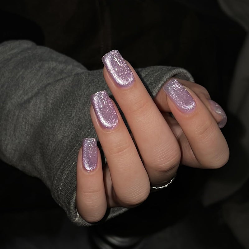GAOY Jelly Purple Cat Eye Gel Nail Polish, 16ml Glitter Holographic Nail Polish with Magnet, Reflective Translucent UV Gel, 3043 Violet Shimmer - Image 4