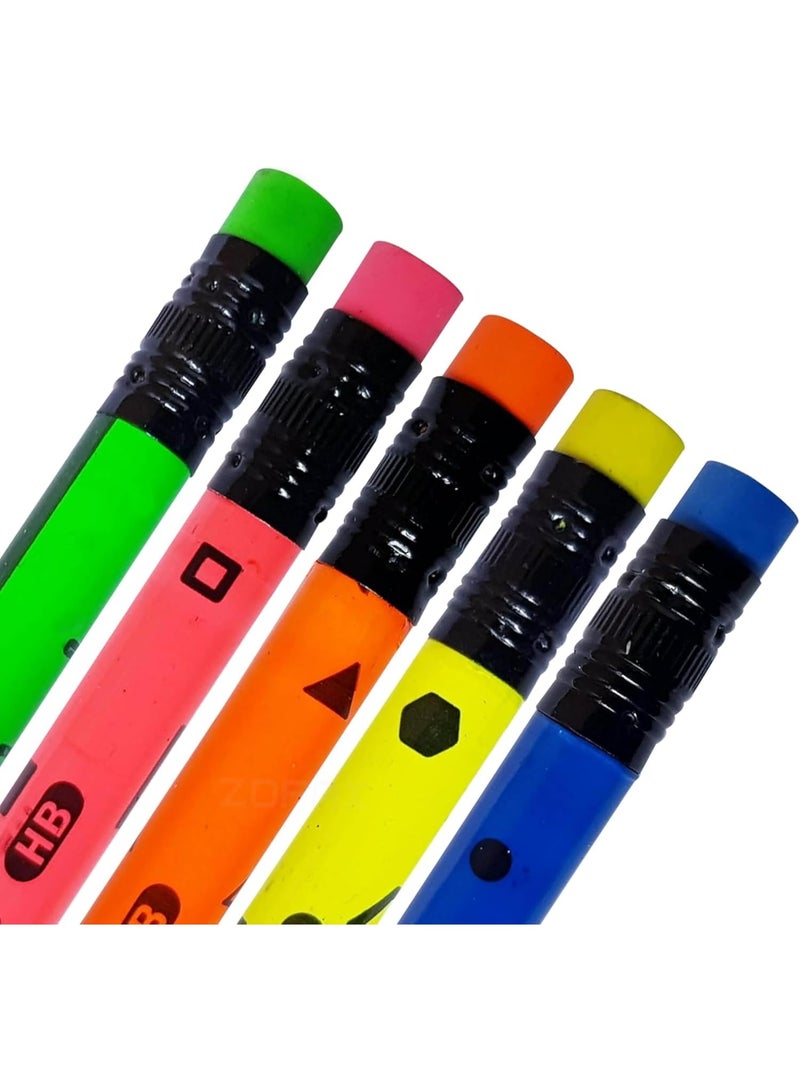 ناتاراج مجموعة أقلام رصاص ناتاراج HB متنوعة الألوان بنقوش فلورية - 30 قلم رصاص، 3 مبراة، ممحاة واحدة، مسطرة واحدة - عبوة في برطمان - Image 4