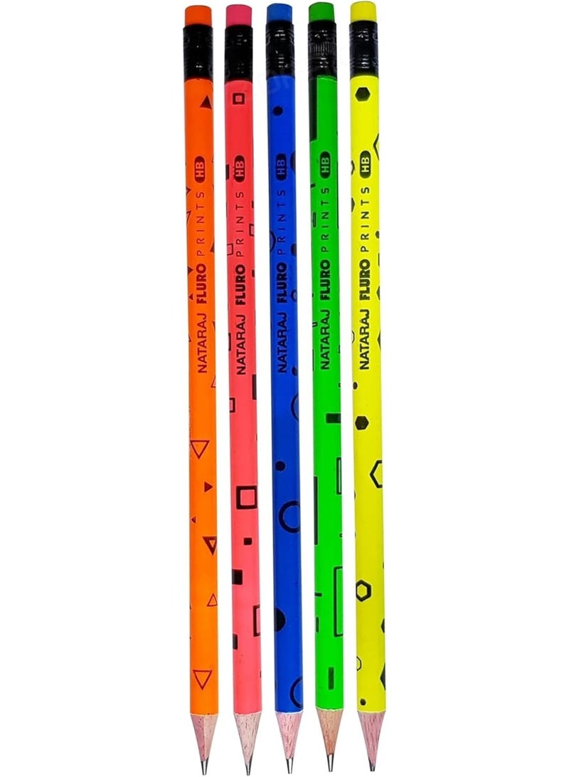 ناتاراج مجموعة أقلام رصاص ناتاراج HB متنوعة الألوان بنقوش فلورية - 30 قلم رصاص، 3 مبراة، ممحاة واحدة، مسطرة واحدة - عبوة في برطمان - Image 5