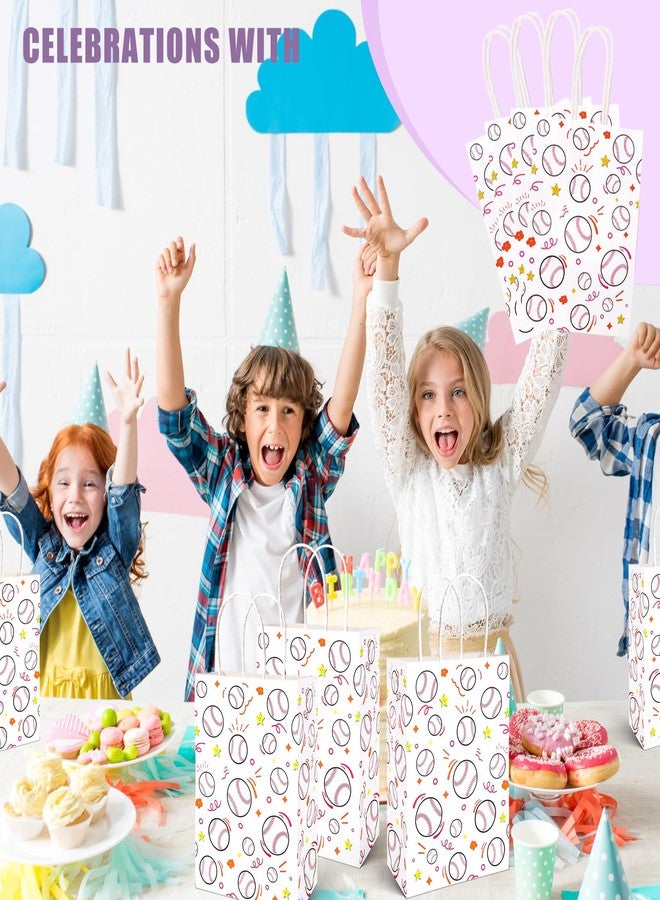 شيندل مجموعة شينديل من 16 كيس هدايا بتصميم كرة البيسبول، مقاس 5.5 بوصة × 2.8 بوصة × 8 بوصة، أكياس هدايا كرة بيسبول بمقابض، لوازم حفلات أعياد ميلاد الأطفال ذات الطابع الرياضي - Image 4